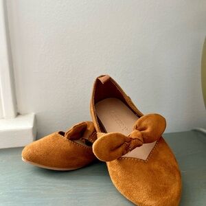 Old Navy Toddler Brown Suede Flats with Bow Detail